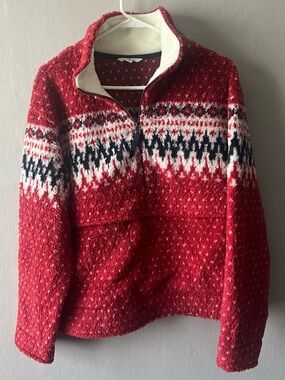 L.L.Bean Signature Fleece Fair Isle 1/4 Zip Sweater Size Medium
